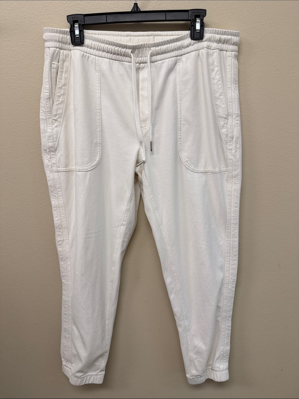 Athleta Off-White Drawstring Track Joggers